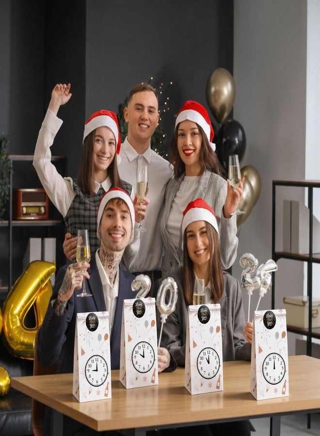 Tenceur مجموعة تينسور من 8 أكياس هدايا ورقية للعد التنازلي ليلة رأس السنة مع 16 ملصقًا، أكياس هدايا لحفلات رأس السنة الجديدة، أكياس حلوى للأطفال، لوازم حفلات منتصف الليل، 5 بوصات × 3 بوصات × 9 بوصات - Image 5